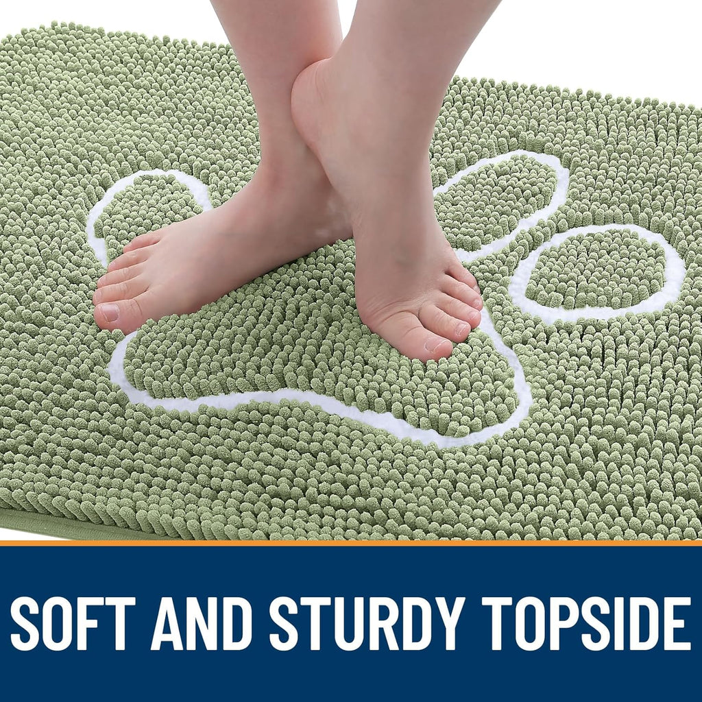 OLANLY Dog Door Mat - Absorbent Muddy Paws Doormat | Non-Slip Chenille, 70x46, Sage Green