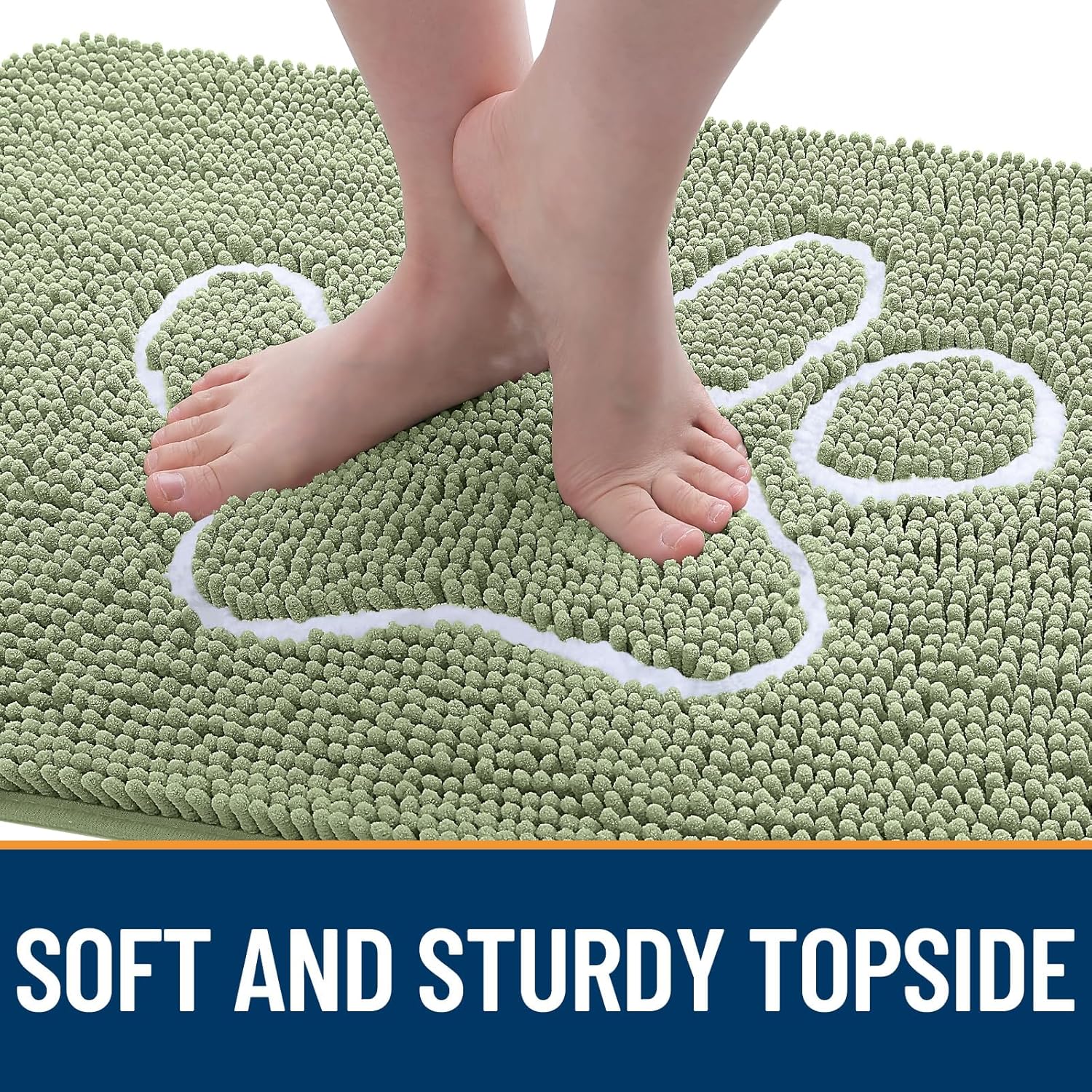 OLANLY Dog Door Mat - Absorbent Muddy Paws Doormat | Non-Slip Chenille, 70x46, Sage Green