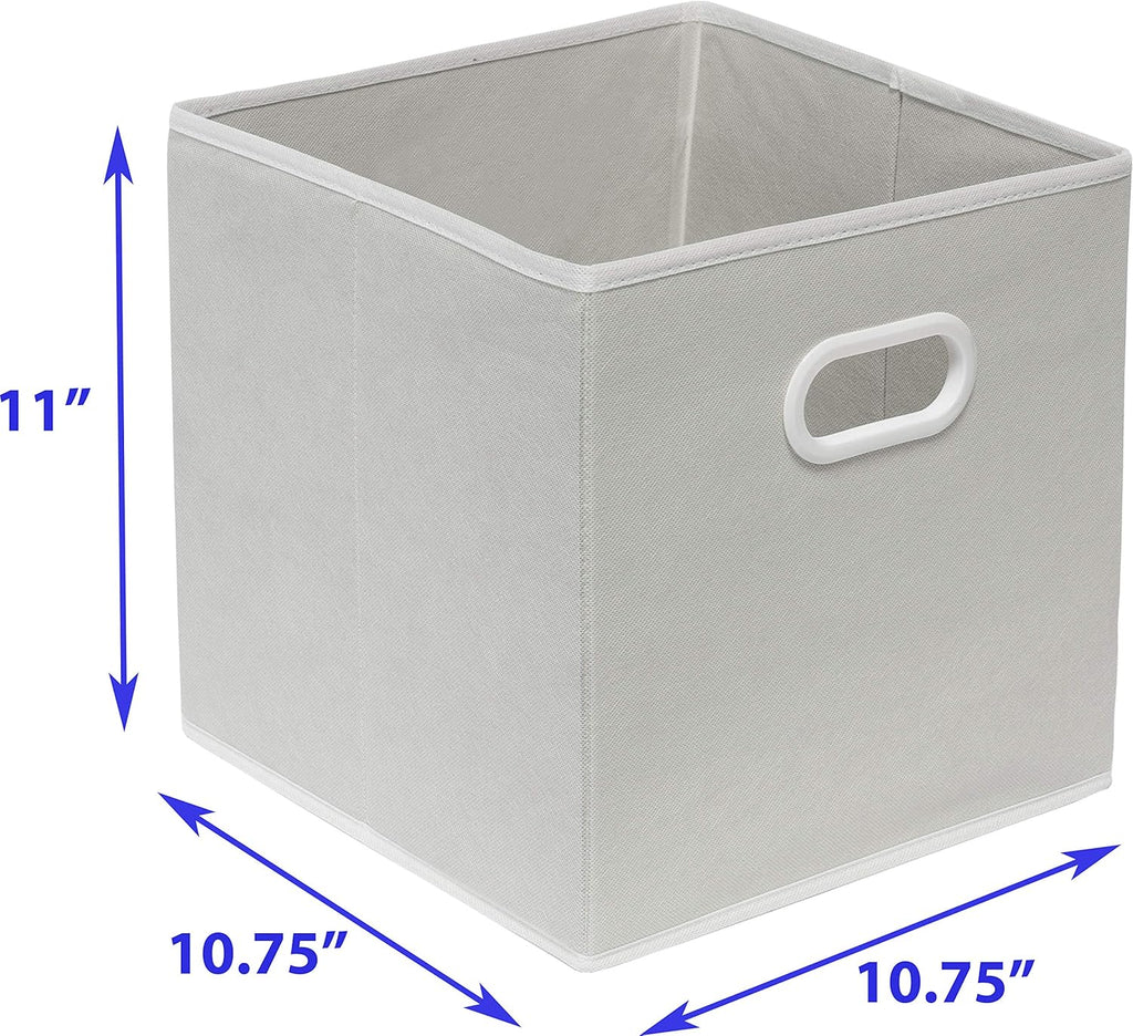 Simple Houseware Foldable Cube Storage Bins - 11-Inch Gray Fabric Organizers with Handles | 6-Pack for Closet & Shelves