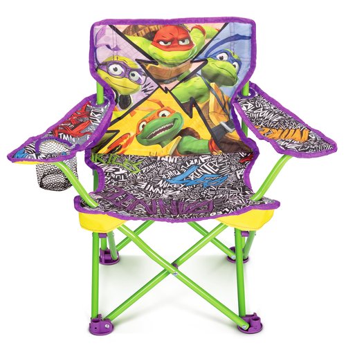 Teenage Mutant Ninja Turtles Foldable Kids Chair – Toddler Camping Chair with Safety Lock, Carry Bag, Indoor/Outdoor Use, Ages 2–3, 60 lb Limit