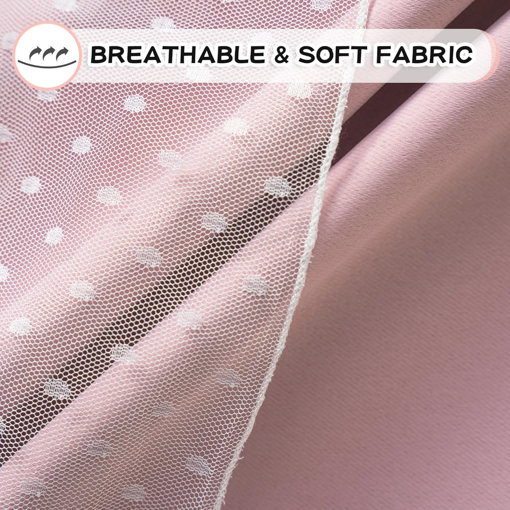 MYSKY HOME Pink Blackout Curtains - Double Layer Polka Dot Drapes for Girls' Bedroom | 52x84 Inch, 2 Panels