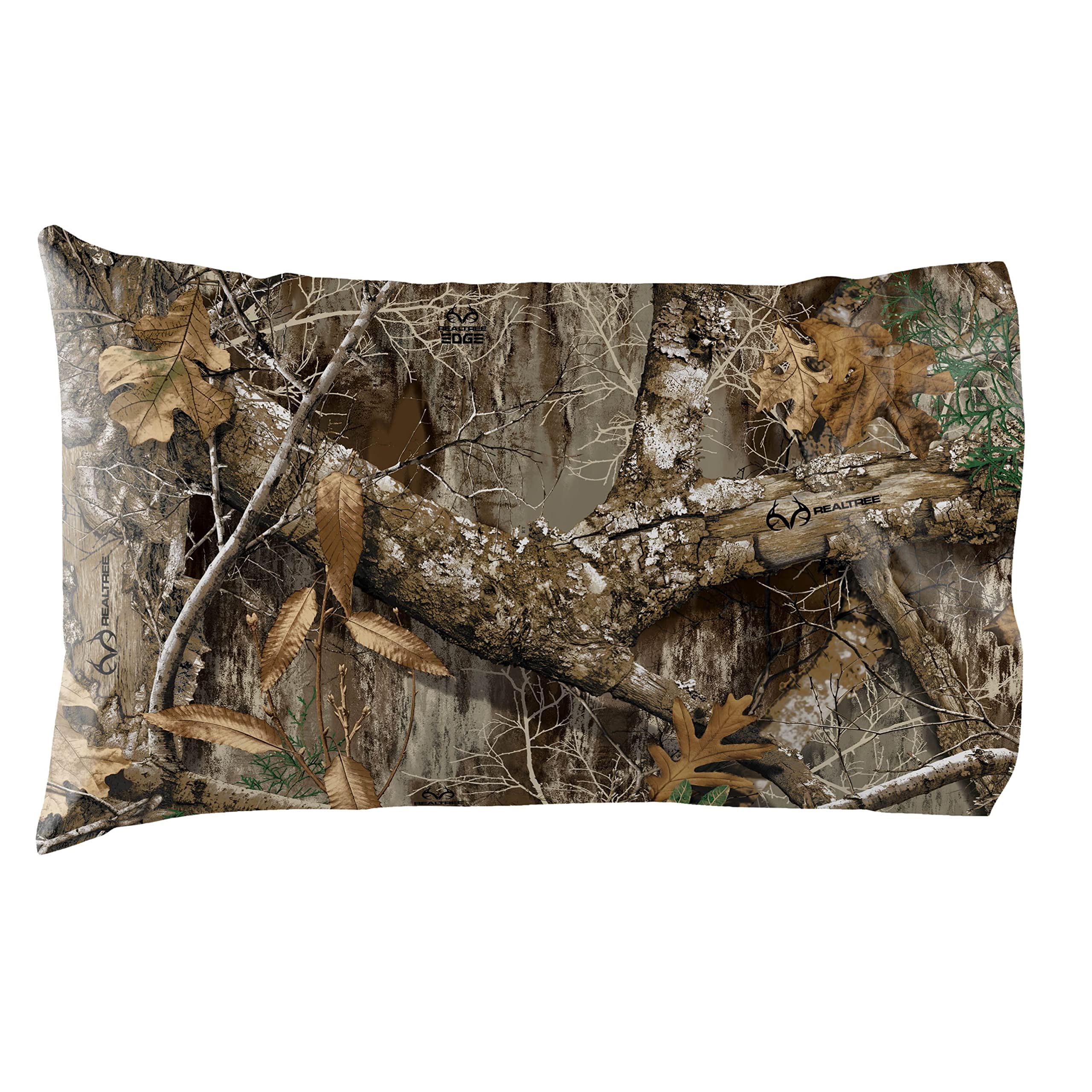 Northwest Realtree 4-Piece Queen Size Sheet Set, 1 Fitted Sheet, 1 Flat Sheet, 2 Pillowcases, Camo Bedding, Cabin Sheets, Edge Camo