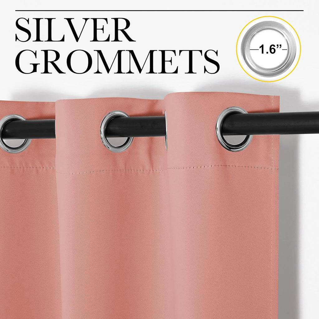 NICETOWN Grommet Blackout Curtains - Light Blocking Draperies for Bedroom & Nursery | Coral, 2 Panels (W42 x L63)