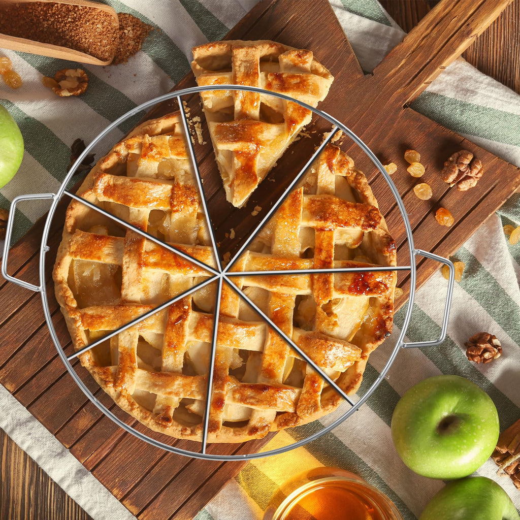 Ziliny 3 Pieces 8-cut, 7-cut and 6-cut Pie Cutter 10.6 Inches Diameter Stainless Steel Pie Slicer Rust Proof Cake Divider with Side Handle Pie Cutter Press for Commercial Home