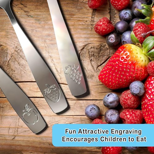 Chillout Life Stainless Steel Kids Silverware Set - Safe 6-Piece Flatware for Toddlers | Includes 3 Spoons & 3 Forks