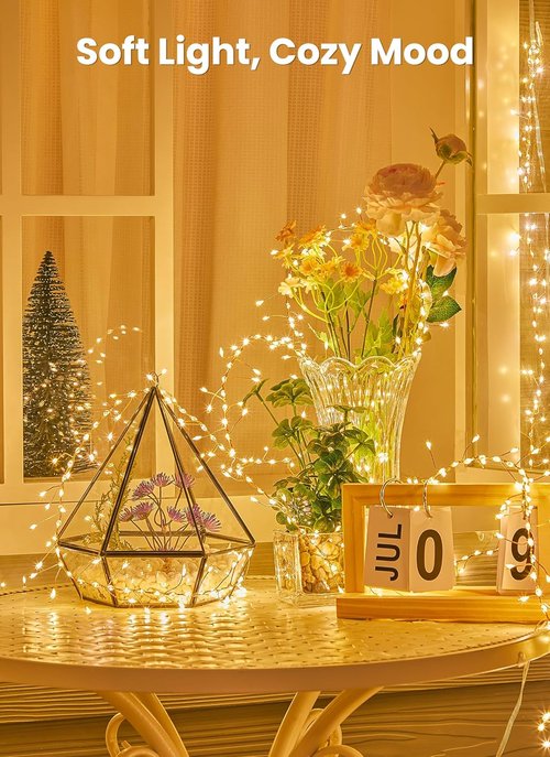 Flowing Fairy Lights - 10FT 388LED Twinkle String Lights | 14 Modes, Waterproof Indoor Decor, Warm White