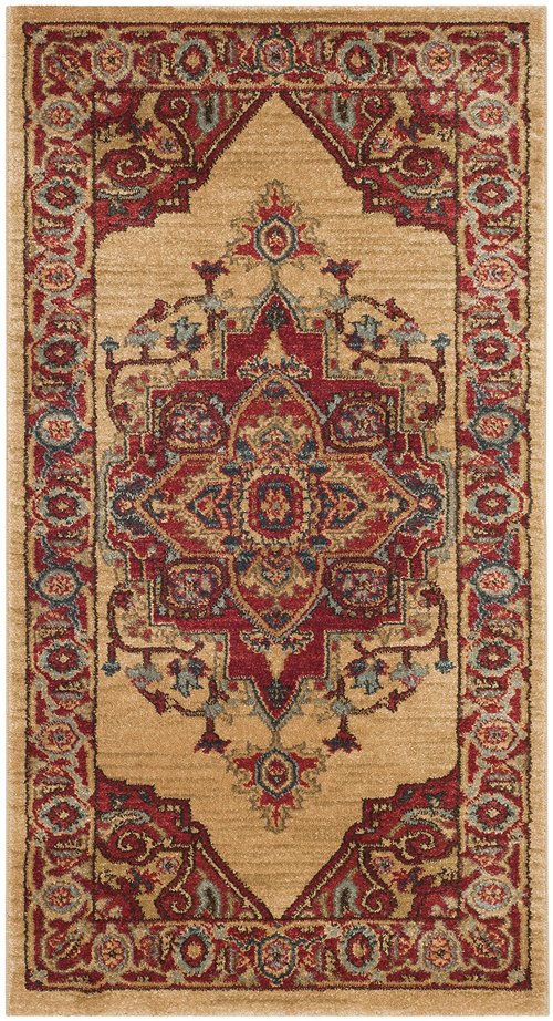 SAFAVIEH Mahal Collection Accent Rug - 2'2" x 4', Red & Natural, Traditional Oriental Design, Non-Shedding & Easy Care, Ideal for High Traffic Areas in Entryway, Living Room, Bedroom (MAH698A)