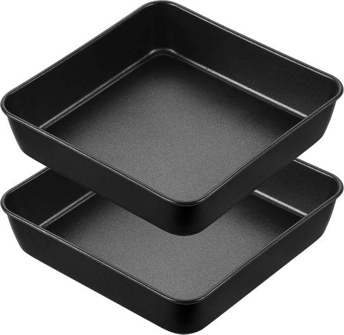 Herogo Non-Stick Baking Pan Set - 8 x 8 Square Cake Pans for Lasagna, Brownies & Casseroles - Black Stainless Steel