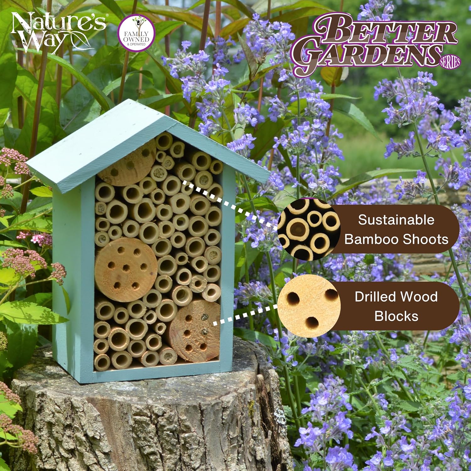Nature's Way Bee House - PWH1-C Teal Color | Attract Pollinators to Your Garden