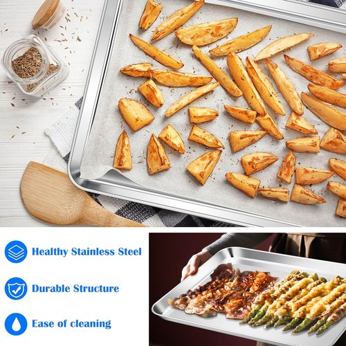 E-far Large Baking Sheet - 20”x14” Stainless Steel Cookie Pan | Non-Toxic, Rust-Free & Dishwasher Safe