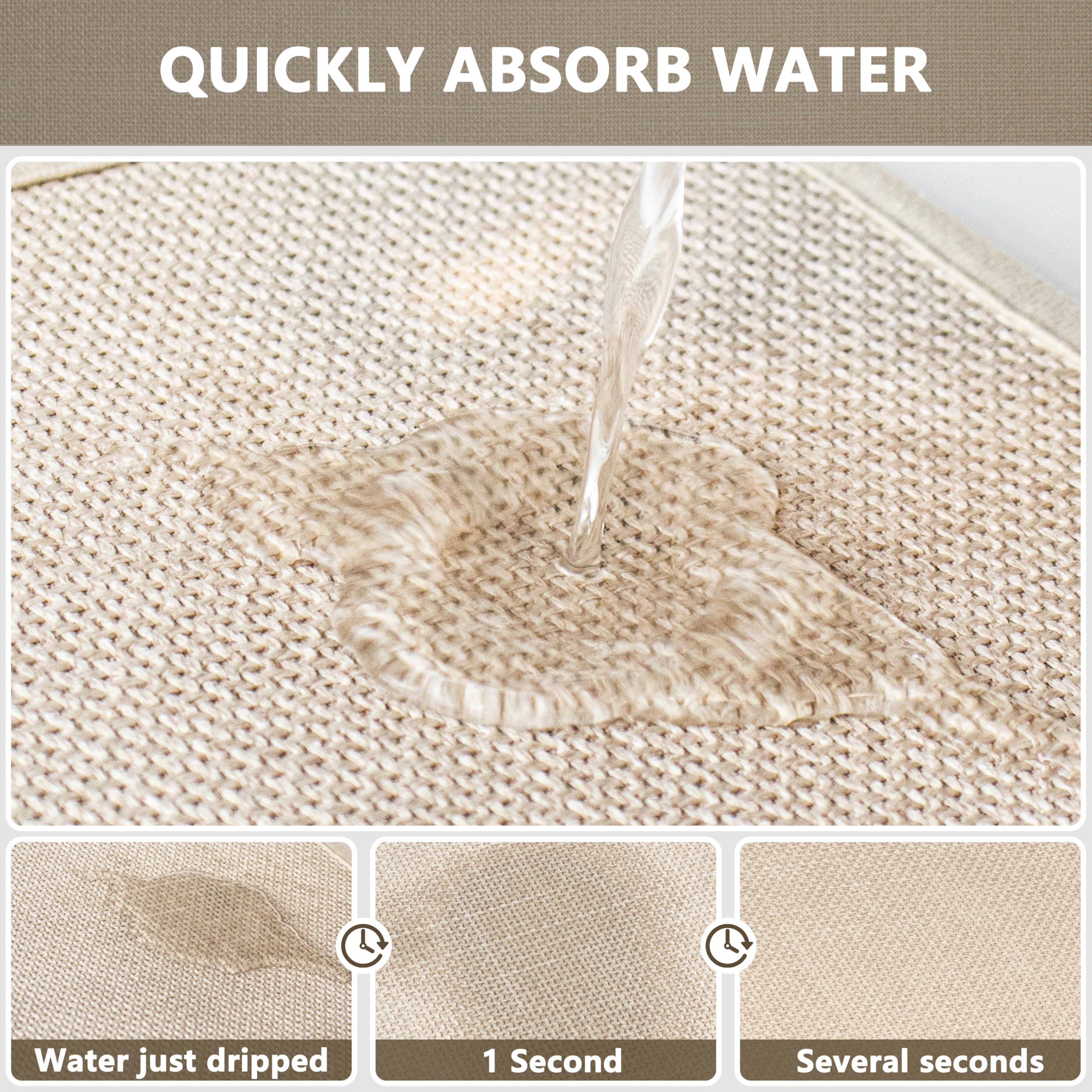 AevitasX Ultra Thin Non Slip Bath Mat with Rubber-Backing Braided Absorbent Machine Washable Bathroom Rugs, Quick Dry, Fits Under Door 17" x 24" Beige