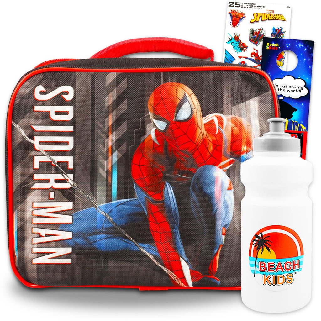 Spiderman Lunch Box Set ~ Spidey Lunch Bag, Stickers, More | Spiderverse School Supplies Bundle