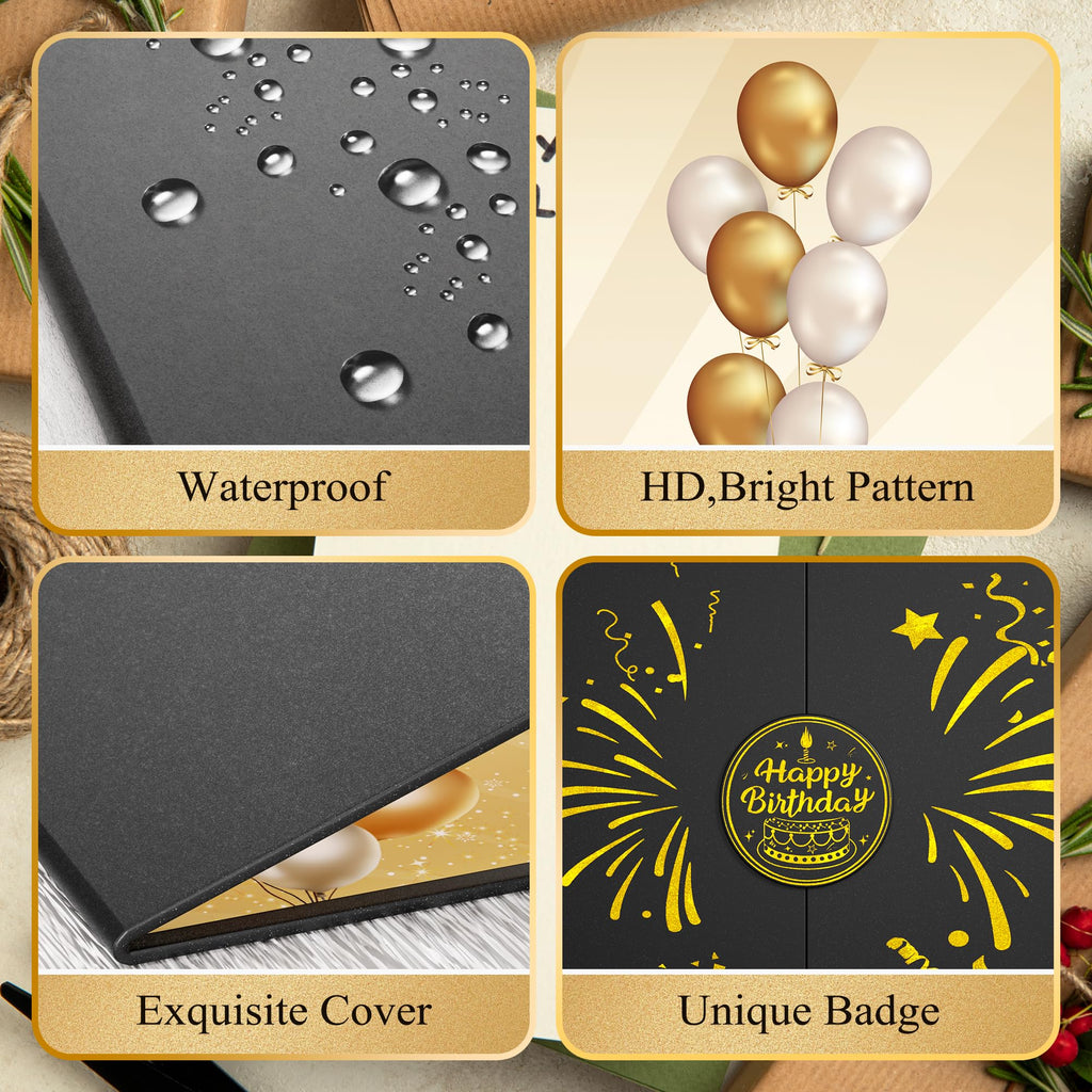 Pranski Black Gold 1st-99th Happy Birthday Party Decorations 18"x12" Birthday Guest Book for Men Women Suitable for All Ages Birthday Gifts Birthday Card