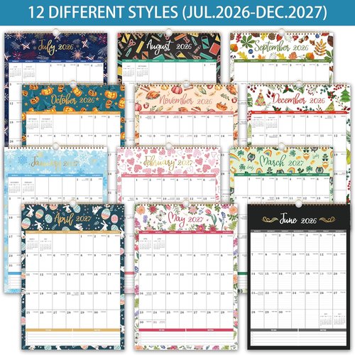 2026-2027 Wall Calendar by [Brand Name] - Large 12" x 17" Design with 12 Unique Themes for Easy Organization