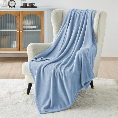 Bedsure GentleSoft Fleece Blanket - Lightweight Plush Cozy Twin Size in Light Blue, 60x80 Inches