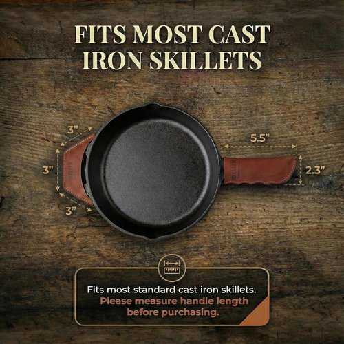 Full Grain Leather Handle Cover Set by Proudly Made in Georgia - Heat Resistant Cast Iron Sleeves for Skillets & Pots