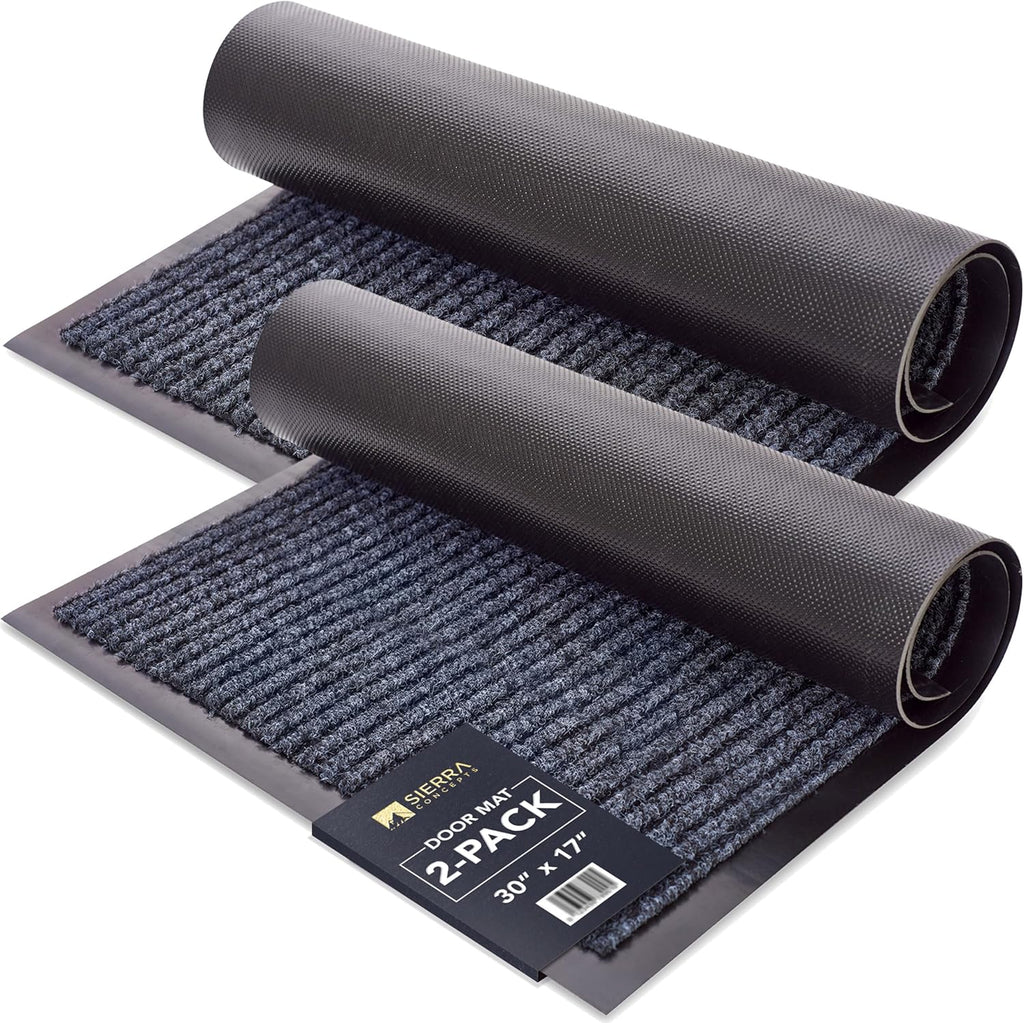 Sierra Concepts Welcome Floor Mat - Indoor Outdoor Entryway Doormat, Low Profile, 30x17 Inches, 2-Pack Gray