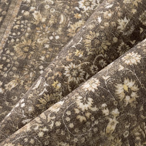 HUGEAR 2x8 Runner Rug Machine Washable Brown Hallway Area Rug Indoor Accent Rugs Floral Low Pile Carpet Soft Throw Rugs Bedroom Living Room Office Dining Kitchen Laundry Non Slip
