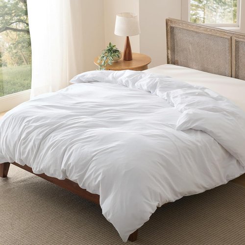 Bedsure Duvet Cover - Ultra Soft Prewashed Cotton-Like Polyester | Full Size 80x90 Inches, White