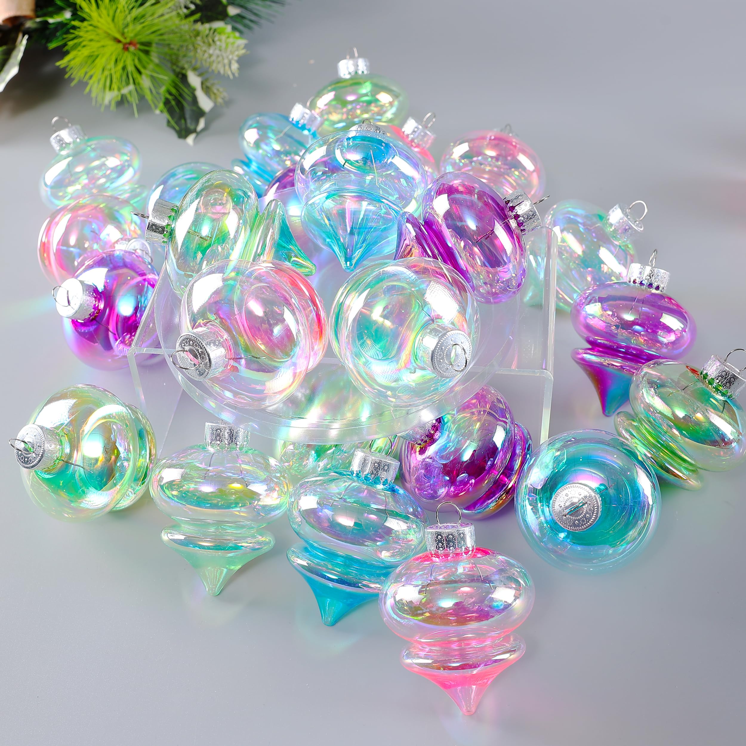 MOONET 25Pcs 2.64in Christmas Decoration Balls Shatterproof Colored Transparent Ball for Festival Wedding Home Party Decors Xmas Tree Hanging