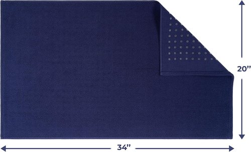 Cotton Paradise 100% Cotton Bath Mat - Non-Slip, Soft & Absorbent | 20x34 Inch, Navy Blue