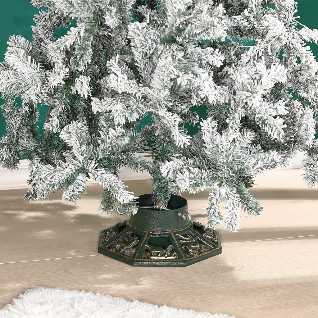Wenbery Robust Cast Iron Christmas Tree Stand, Extra Heavy Duty Xmas Tree Base for Large Artificial & Real Trees, Supports Up to 8ft Trees, for Christmas Tree Decoration