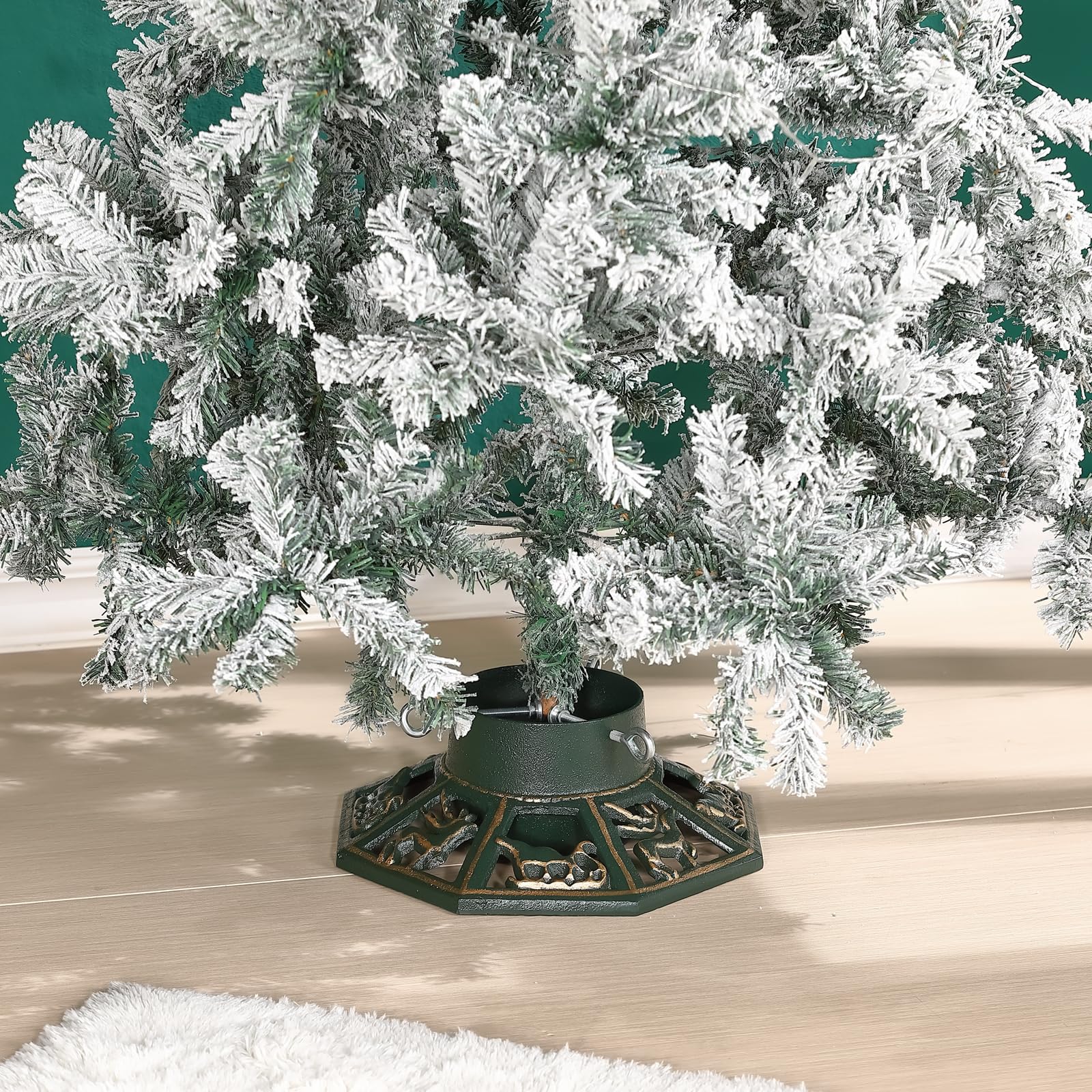 Wenbery Robust Cast Iron Christmas Tree Stand, Extra Heavy Duty Xmas Tree Base for Large Artificial & Real Trees, Supports Up to 8ft Trees, for Christmas Tree Decoration