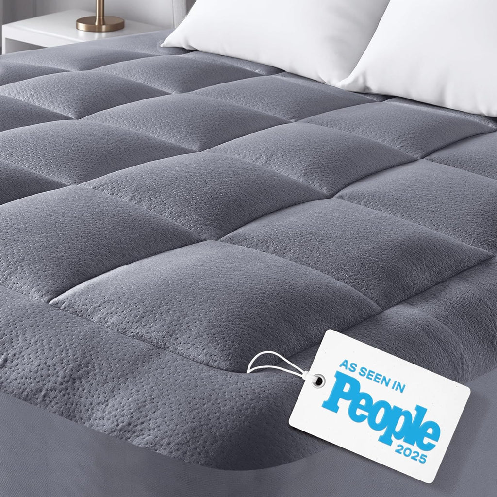 Niagara Sleep Solution Queen Size Mattress Topper - Ultra Soft Bamboo Pillow Top for Back Pain Relief | Naturally Cooling, Gray