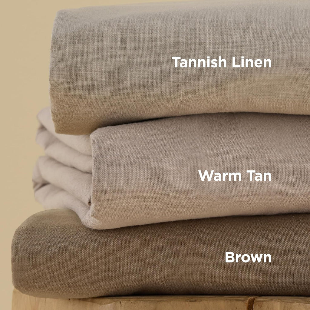 Bedsure Linen Duvet Cover Queen - Cooling & Breathable Linen Cotton Blend Bedding Set | 3-Piece Moisture-Wicking Design (Linen Color)