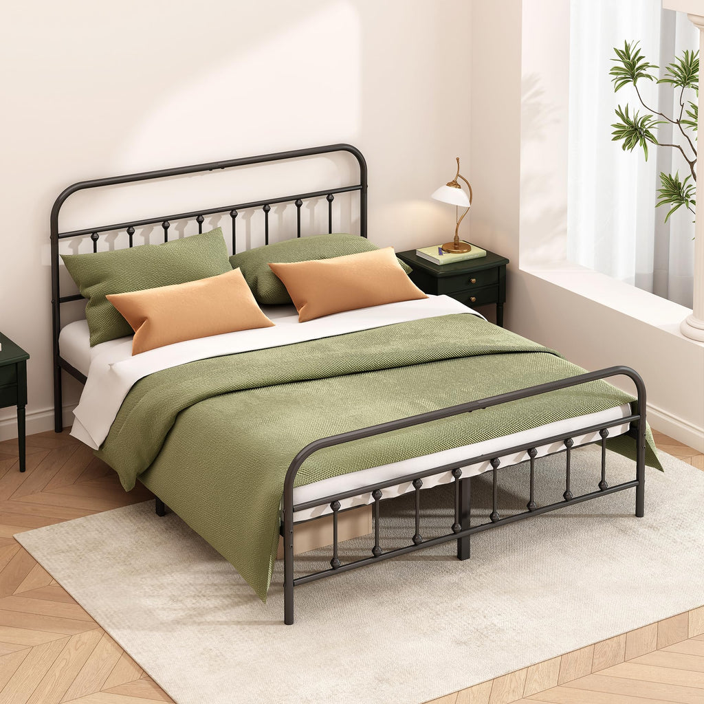 Kujielan Metal Bed Frame - Structurally Stable Heavy Duty Steel Slat Supported King Bed Frames,No Box Spring Needed for Easy Removal and Transport.