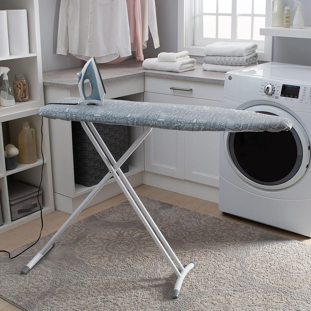Scorch Resistant Ironing Board Cover by Simplify - Thick Cotton Padding, Stretch Elastic Fit, Grey