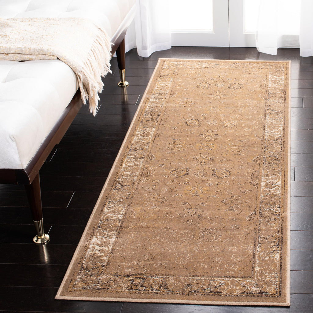 SAFAVIEH Vintage Collection Runner Rug - 2'2" x 8', Taupe, Oriental Distressed Viscose Design, Ideal for High Traffic Areas in Living Room, Bedroom (VTG117-1662)