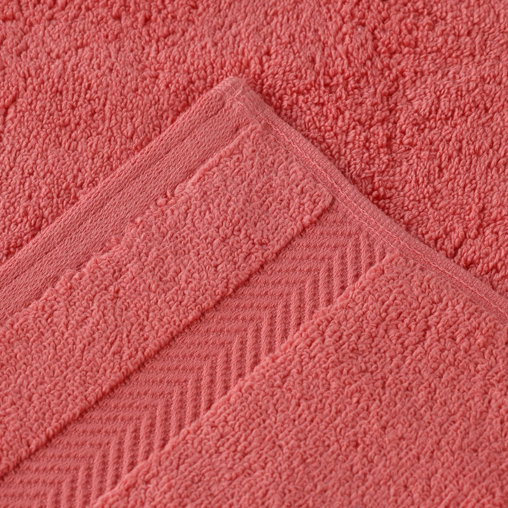 Superior Zero Twist 100% Cotton Towels - Ultra Soft & Absorbent 6-Piece Set in Coral | Includes 2 Washcloths, 2 Hand Towels, 2 Bath Towels
