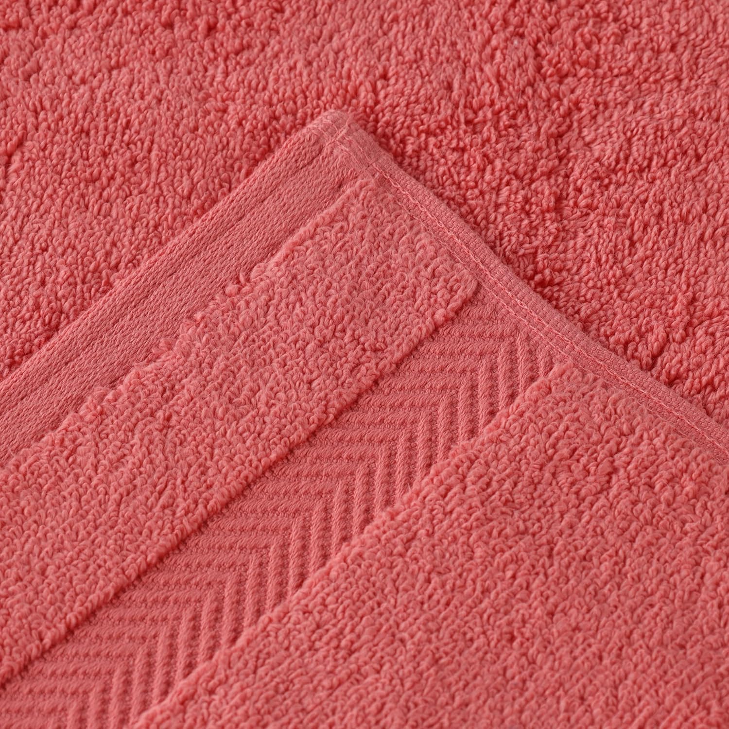 Superior Zero Twist 100% Cotton Towels - Ultra Soft & Absorbent 6-Piece Set in Coral | Includes 2 Washcloths, 2 Hand Towels, 2 Bath Towels
