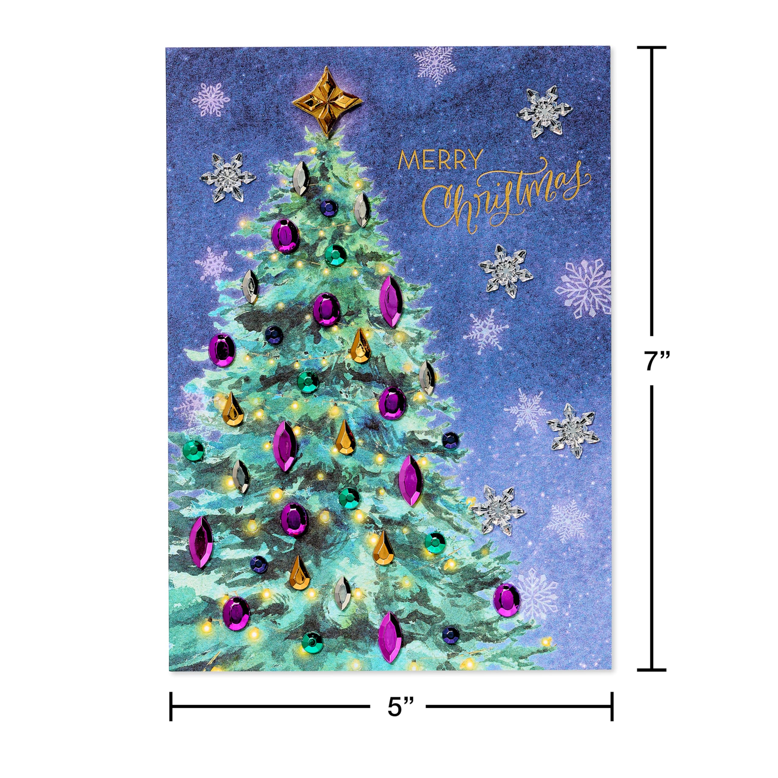 Papyrus Christmas Tree Card with Metallic Snowflakes (Joyful Wishes)