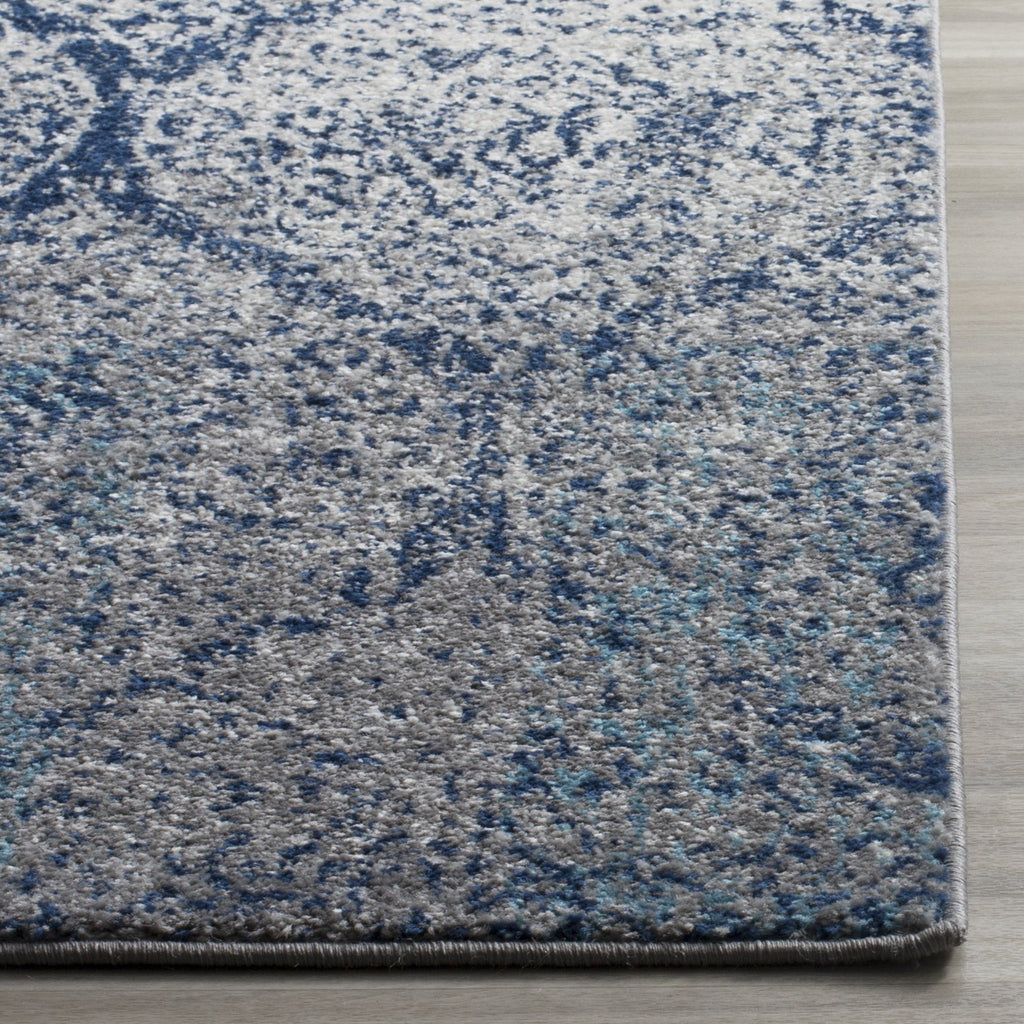 SAFAVIEH Madison Collection Accent Rug - 4' x 6', Navy & Silver, Glam Ogee Trellis Distressed Design, Non-Shedding & Easy Care, Ideal for High Traffic Areas in Entryway, Living Room, Bedroom (MAD604G)