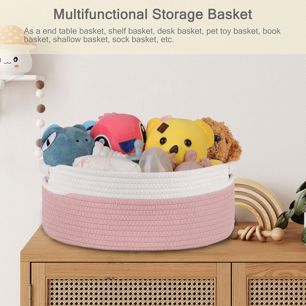 Woven Basket by [Brand Name] - Versatile Gift Basket for Kids & Pets | Dusty Pink, 13”x 9”x 5.5”
