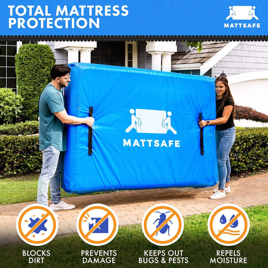Nordic Elk Mattress Bags - Heavy Duty Queen Size Moving & Storage Cover with 8 Sturdy Handles & Strong Zipper
