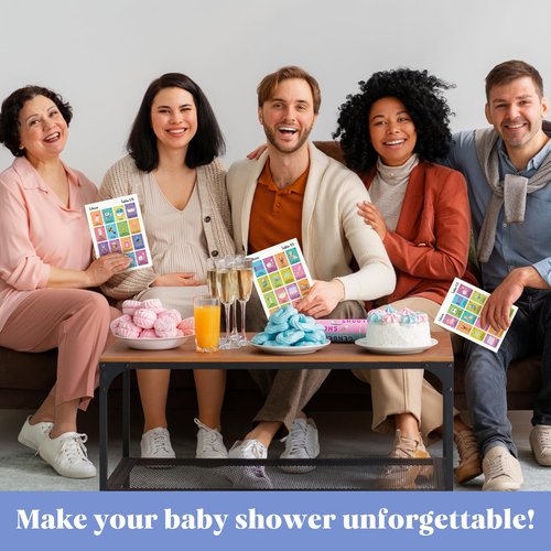 Woodamore Baby Shower Loteria Bilingual - Baby Shower Bingo For Babies Shower Games Spanish And English, Funny Party Bingo for Girls Boys, Loteria Game For 50 Players