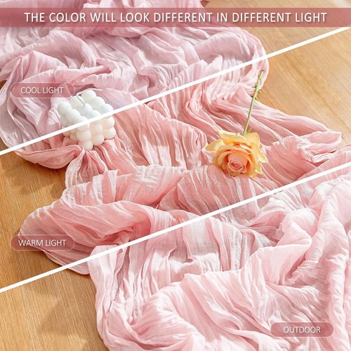 Cheesecloth Table Runner - 10 Ft Boho Rustic Sheer Gauze for Centerpiece Decor | Dusty Pink