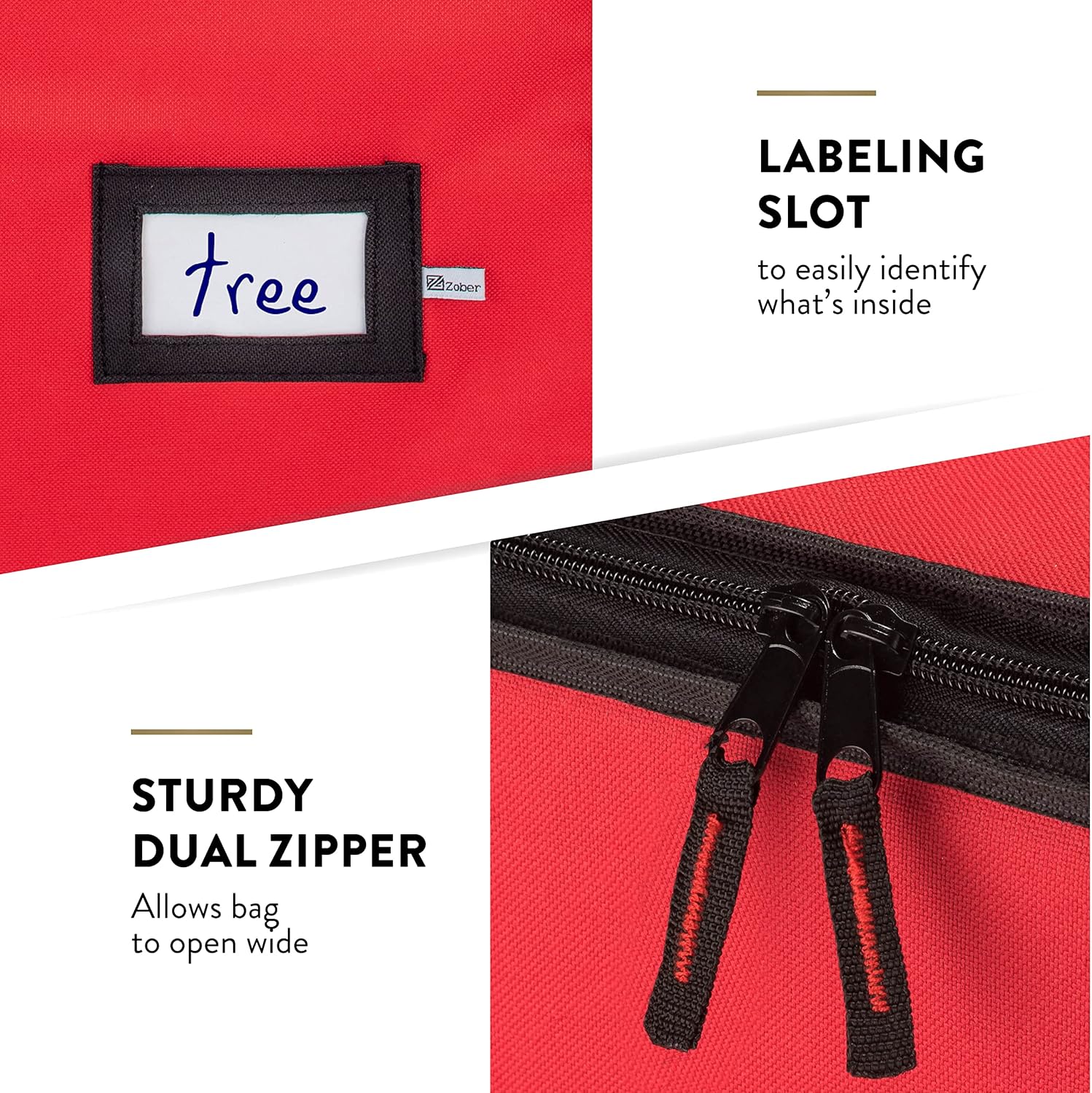 ZOBER Christmas Tree Storage Bag - 600D Oxford Fabric, Waterproof & Tear-Proof - Fits 9 Ft Trees - Red