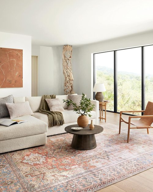 Loloi Loren Collection Area Rug - Terracotta/Sky | 7'6" x 9'6" for Stylish Home Decor