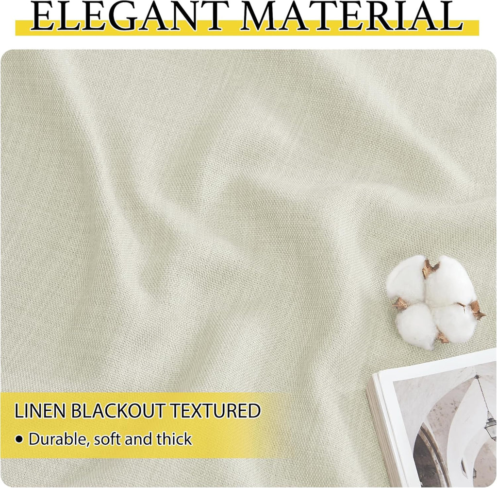NICETOWN Natural Linen Room Darkening Curtain Valances - Thermal Insulated Short Curtains, W52 x L30, Set of 2