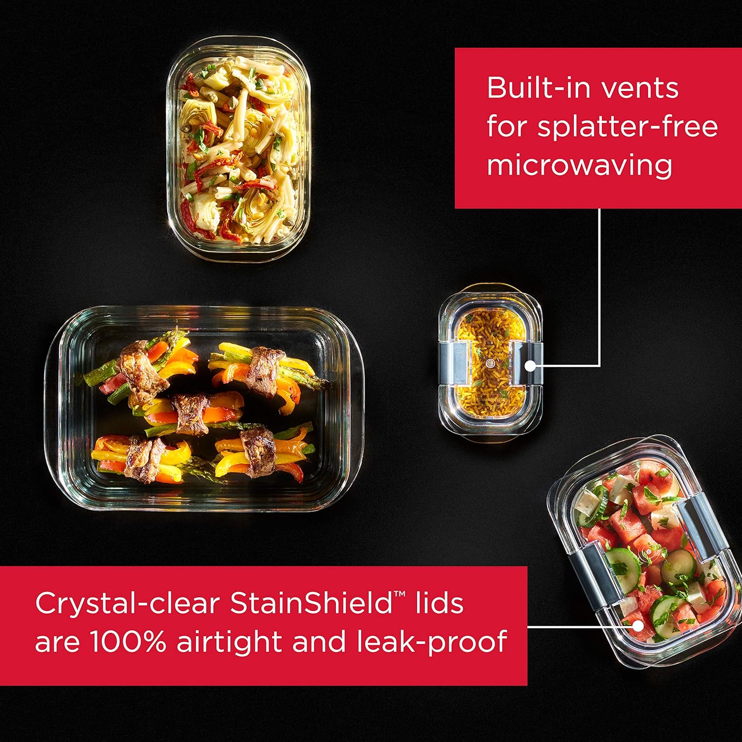 Rubbermaid Brilliance Glass Storage Containers - 8-Cup, 2-Pack | Durable & Clear Design