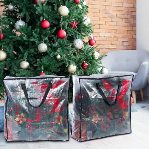 Clear Wreath Storage Bags by [Brand Name] - 26 Inch Heavy-Duty Plastic Tote with Handle & Zipper