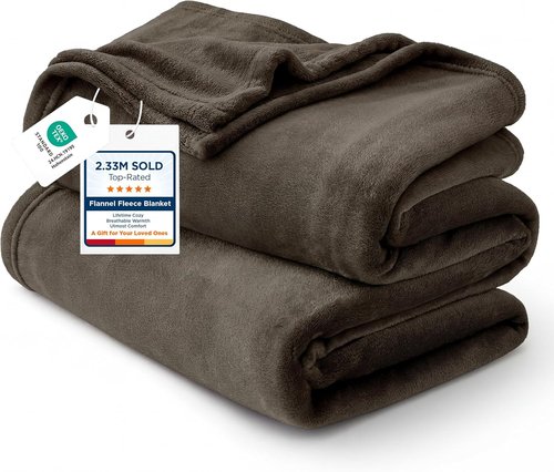 Bedsure GentleSoft Fleece Throw Blanket - XL 300GSM Plush Cozy Blanket in Brown, 50x70 Inches for Bed & Travel
