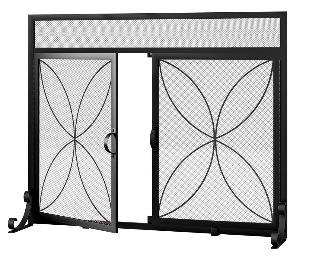 Fire Beauty Fireplace Screen with Magnetic Doors,Large Metal Fire Place Screen for Home,Spark Guard,Metal Furnace Fireguards,Baby Safe Spark Guard Protector,Black