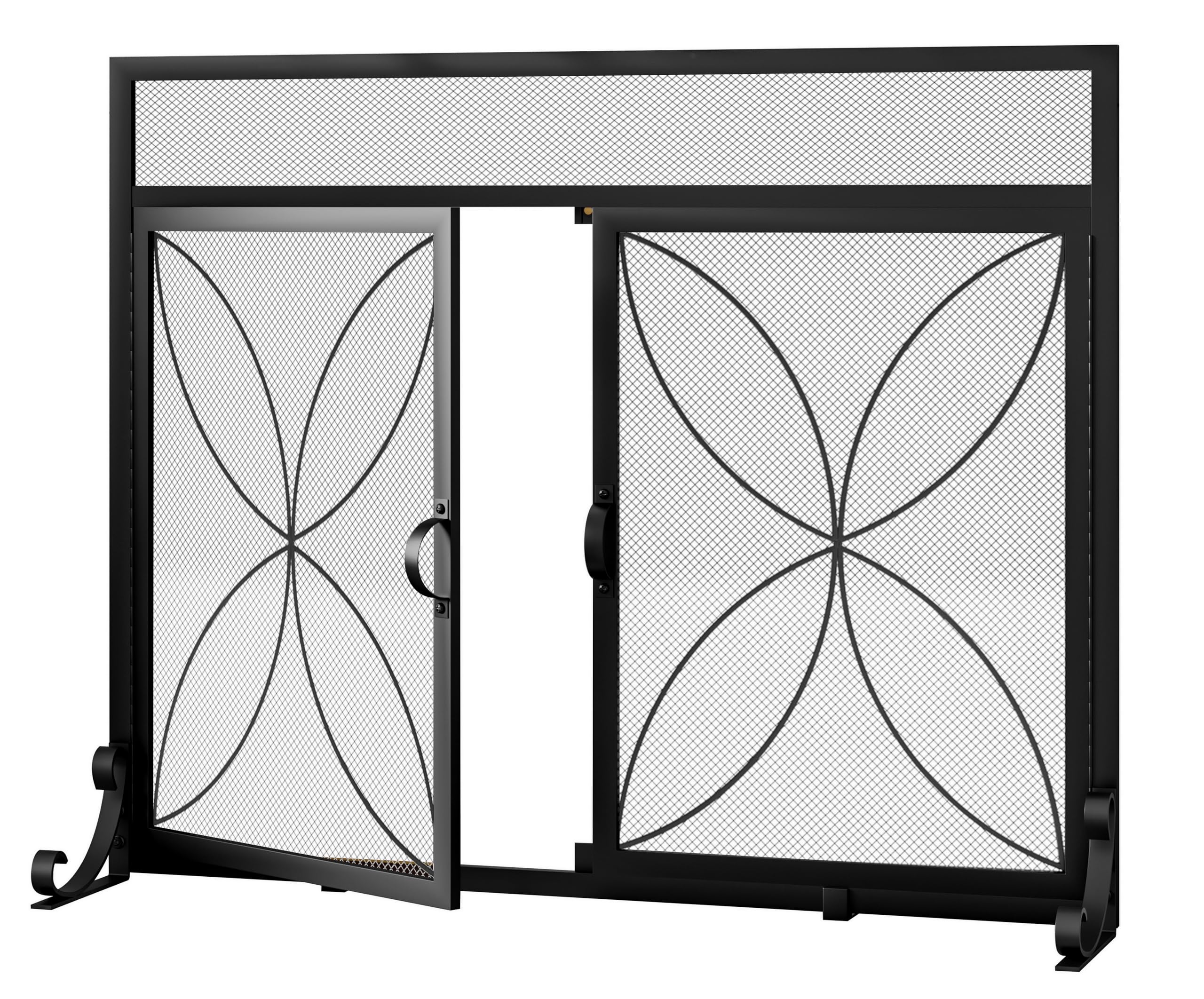 Fire Beauty Fireplace Screen with Magnetic Doors,Large Metal Fire Place Screen for Home,Spark Guard,Metal Furnace Fireguards,Baby Safe Spark Guard Protector,Black