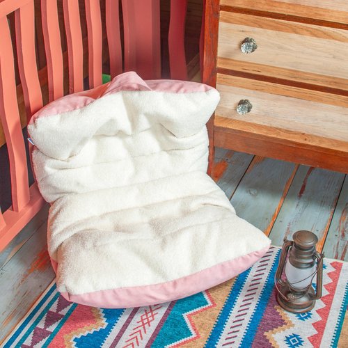 Big Joe Roma Kid's Bean Bag Chair, Oat Sherpa and Desert Rose, Vegan Suede, 2 Foot Lightweight Refillable Children's Seat