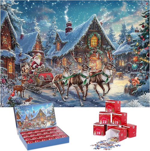 Civaner 1008-Piece Christmas Advent Calendar - Fun Jigsaw Puzzles for Adults | 24 Days of Holiday Cheer